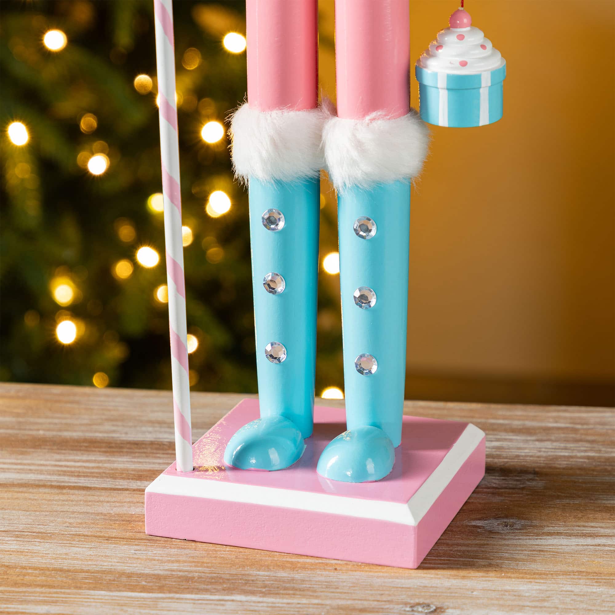 Glitzhome® 24"H Wooden Christmas Pink Cake Nutcracker